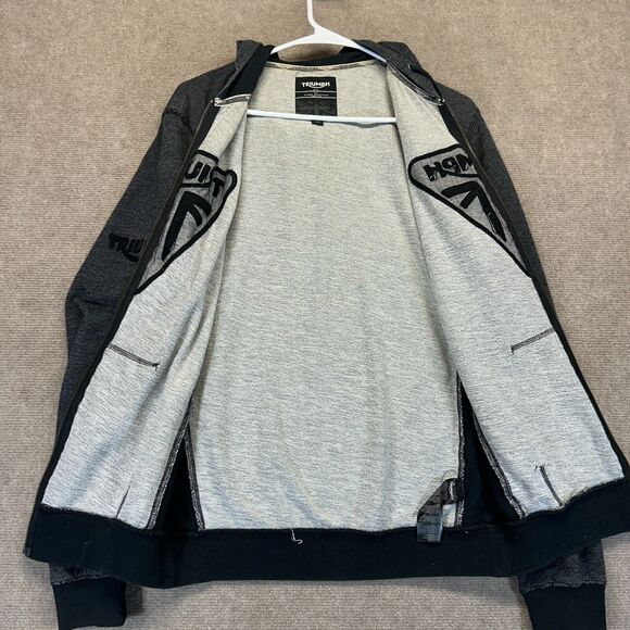 Triumph Motorcycles Performance Zip Hoodie Adult S Gray Black Cotton MSWS15037 - Picture 7 of 13